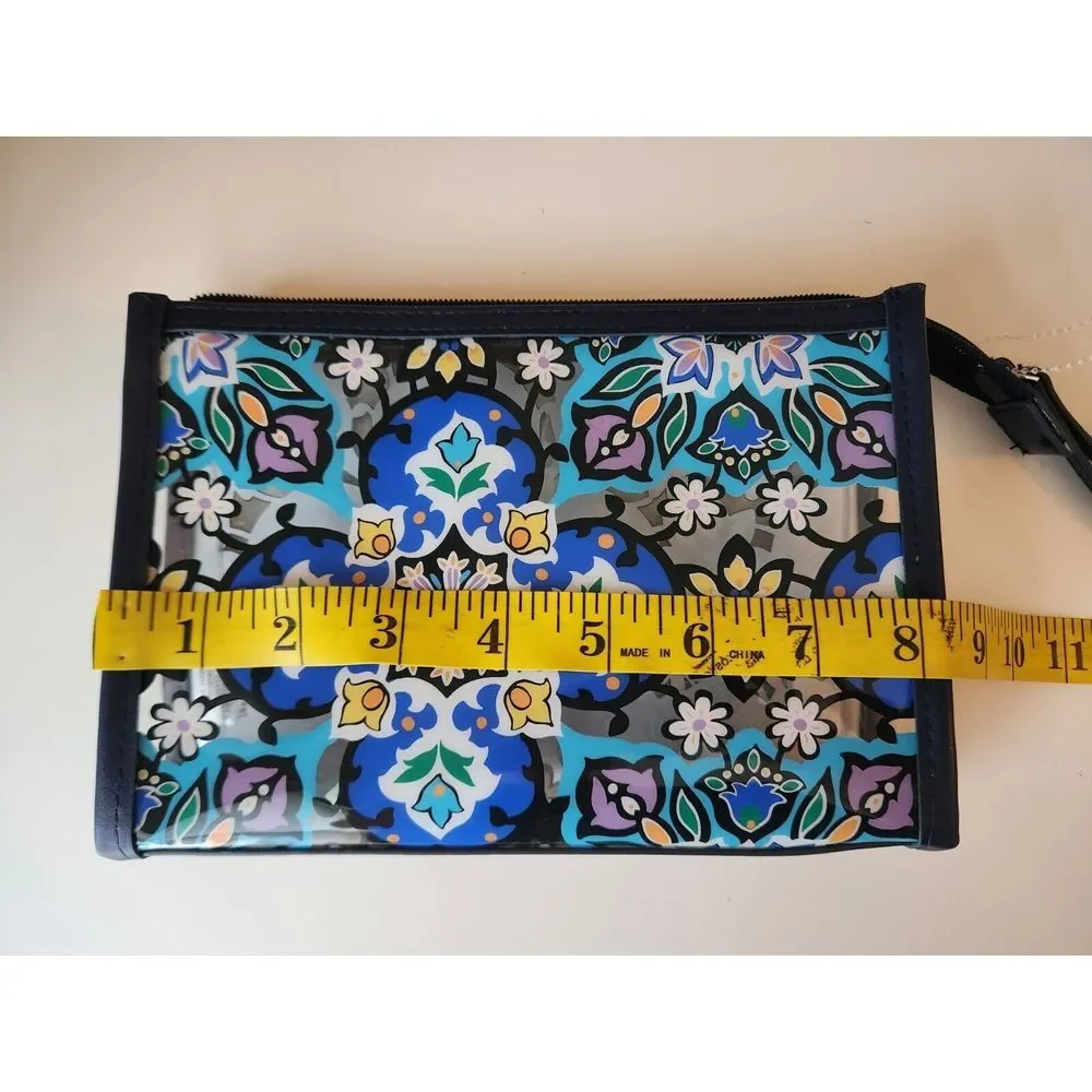 Vera Bradley Women's Clear Beach Wristlet Bag LISBON MEDALLION COOL Blue‎